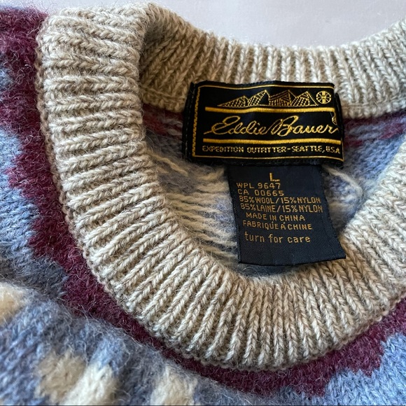 Vintage Eddie Bauer Wool Fair Isle Sweater - Picture 2 of 5